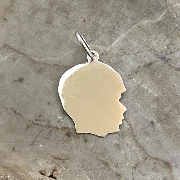 Sterling Silver 925 Male Boy Child Silhouette Profile Engravable Charm Pendant - Picture 4 of 12